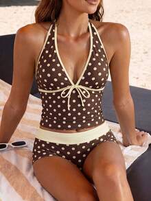 2026 Summer New Fashionable Polka Dot Print Bikini Set For Beach Party Vacation - Multicolor - View 6