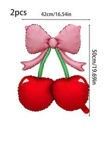 1/2/4pcs Red Cherry Pink Bow Foil Balloons, Self-Sealing, Perfect For Cherry Theme Birthday And Summer Wedding Party - Bowknot Cherry Balloon - View 10