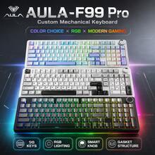 AULA F99 PRO 客製化機械鍵盤，附數字鍵盤與旋鈕，墊片結構，RGB 背光，熱插拔軸體，8000mAh 電池，有線/2.4G/藍牙連接，適合辦公與遊戲 - 查看 3