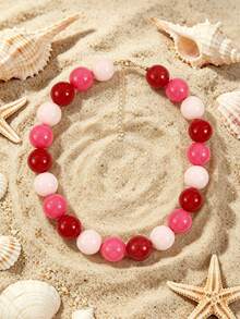 1pc European & American Bohemian Geometric Mixed Color Beaded Necklace For Women, Summer Beach Vacation - Mixed Color Beaded Necklace - View 14