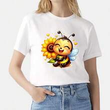 1/2/3pcs Sunflower & Little Bee Heat Transfer Stickers, Cute Healing Spring Floral DIY Prints, Suitable For Kids T-Shirts, Canvas Bags, Dresses - Multicolor - View 2