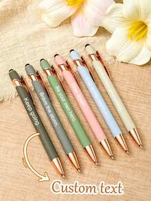 Customizable Multi-Color Metal Ballpoint Pens, 6pcs - Retractable, Lightweight & Durable, Optional - Suitable For Business, Office Supplies, School, Back To School And Graduation Gifts, Teacher Classroom Essentials, Personalized Pens - 套裝 - 查看 1