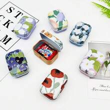 8Pcs Mini Flower Tin Trinket Jewelry Organizer Storage Box Decorative Boxes Small Metal Tins With Hinged Lids Portable Box Containers Small Storage Kit - Daisy - View 2