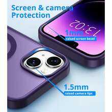 磁吸磨砂手機殼，適用於 iPhone 13 15 14 16 17 11 12 Pro Max Plus 17e 16e，防震保護殼 - 紫色 - 查看 3