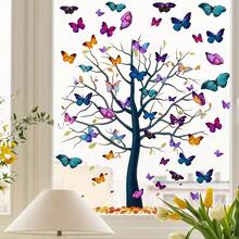 Beautiful Butterfly Tree Wall Decal, Self-Adhesive Removable PVC, Perfect For Your Living Room, Bedroom, Study, Home Decor, Living Space - Multicolor - View 4