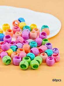 60 piezas de lindos clips de pelo de plástico de color caramelo, cuentas para trenzar, accesorios para el cabello para rastas de verano y fiestas - Multicolor - Ver 8