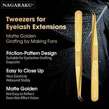 NAGARAKU N-06 不鏽鋼睫毛接接鑷 3D 精準抓握 金色睫毛夾 化妝工具 - 金色 - 查看 3