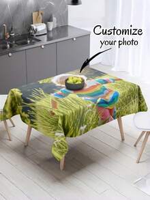 Personalized Custom Tablecloth - Supports Photo/Text/Table Number - Suitable For Wedding, Anniversary And Family Gathering Decoration - Dining Table Decor - Supports Uploading Custom Design - Home Or Event Decoration, Desktop Beautification, High-Quality Woven Craftsmanship - Suitable For Party Planning And Wedding Preparation - Text/Photo Tablecloth, Smooth Texture - Multicolor - View 1