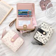 Cute Bear Print Women's Wallet, Original Minimalist Japanese Style, 70% Off, Snap Closure Short Student Coin Purse, Clutch Bag - View 6