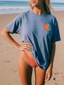 Women T-Shirts - 海軍橙 - 查看 3
