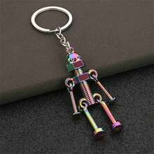 Vintage Mechanical Screw Robot Keychain Creative Movable Joint Steampunk Robot Car Key Holder For Men Backpack Pendants - A - View 3