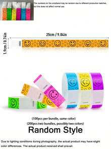 200pcs Fluorescent Smiling Face Paper Wristbands, Neon Party Theme Paper Wristbands, Multicolor Disposable Wristbands, Suitable For Concerts, Festivals, Events, Parties, Birthdays, Pool Parties, Weddings And Gatherings, Lightweight Wristbands - Fluorescent  Face Version - View 8