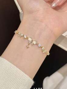 Sparkling Cherry Blossom Bangle, Small Flower Series, Versatile High-End Accessory Perfect For Elegant - Multicolor - View 6