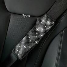女士水鑽閃亮汽車安全帶套，水晶裝飾，四季通用 - A - 查看 1