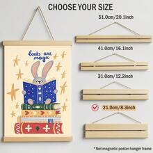 1件「Books Are Magic」可愛兔子帆布海報牆飾，勵志閱讀繪畫，兒童房/遊戲室裝飾，無框/有框/木製掛飾 - 彩色 - 查看 15
