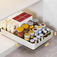 Gaveta Organizadora Branco Leitoso 30x43cm, Suporte Extraível para Panelas e Temperos, Design Moderno e Antiderrapante para Cozinhas e Banheiros. - Visão 3