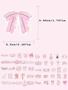 50pcs Pink Bow Stickers PET Transparent Suitable For Office Chair, Envelope, Calendar, Note, Party Packaging, Non-Repeating, Perfect For Winter And New Year Use - Multicolor - View 3