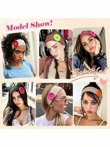 2PCS/1pc Women's Polka Dot-Y2K Button Hairband, Non-Slip Elastic Soft Button Headband, Retro Hair Hoop For Cosplay Party, DIY Fashion Hair Accessory - Multicolor - View 5