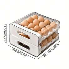 32-Egg Capacity Refrigerator Egg Storage Rack - Transparent Plastic Drawer-Style Organizer, Space-Saving Design, Keeps Freshness, Compact Kitchen Storage, Durable Plastic, Essential Kitchen Item, Stylish Organizer, Sturdy Structure - Multiple Styles and Colors - View 3