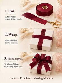 Customizable Gift Packaging Ribbon (2.5cm), Custom Ribbon, Personalized DIY Ribbon, Multiple Colors/Lengths Available, Gift Packaging, Birthday, Wedding, Anniversary, Woven Ribbon Bow Decoration Gift, School Supplies, Back To School Season - Multicolor - View 9