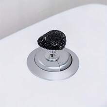 1pc Shiny Heart-Shaped Toilet Flush Button - Creative Rhinestone Bathroom Accessory, Durable Plastic, Anti-Scratch, Self-Adhesive, Party Holiday Gift Item - Multicolor - View 15