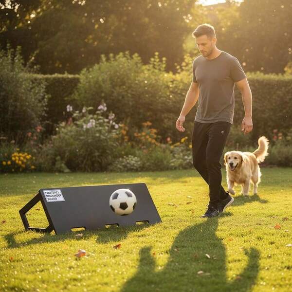 Football Training Wall 45"X18" For Practice Field Backyard Training Center, Dual Angle Support Foldable HDPE Construction Professional Soccer Rebounder Board Passing Shooting Drills  Adults Workout Gear Adjustable Kickback Trainer High Density Polyet