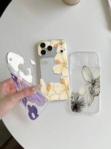 3件裝透明TPU手機殼，彩繪花卉圖案，適用於Apple 7/8/7PLUS/8PLUS/X/XR/XR/XSMAX/11/11PRO/11PROMAX/12/12PRO/12PROMAX/12MINI/13/13PRO/13PROMAX/13MINI/14/14PRO/14PROMAX/14PLUS/15/15PRO/15PROMAX/15PLUS/16/16pro/16promax/16PLUS/17/17pro/17promax/AIR/GALAXY Honor 400 400PRO 500 500PRO - 彩色 - 查看 2