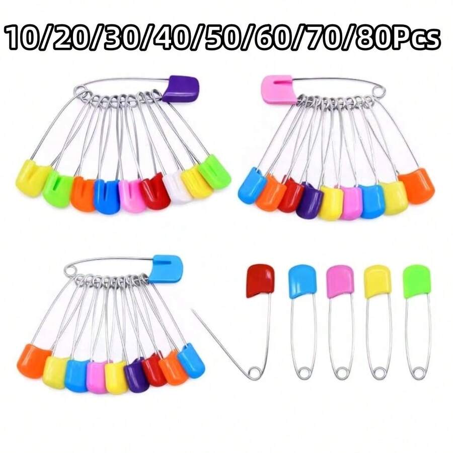 10/20/30/40/50/60/70/80個 塑膠頭安全針 5.3cm/2.09in 安全鎖扣針 DIY 縫紉用品