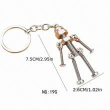 Vintage Mechanical Screw Robot Keychain Creative Movable Joint Steampunk Robot Car Key Holder For Men Backpack Pendants - A - View 2