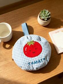 Cute Embroidered Underwear Storage Bag, Portable Round Travel Organizer Bag For Bras, Socks, Strawberry Pattern, Toiletries And Cosmetics Storage Bag With Handle - Multicolor - View 8
