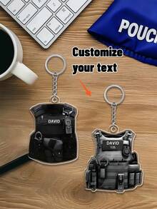 Llavero personalizado de SWAT y llavero de coche, texto personalizado, llavero de chaleco antibalas de SWAT, adorno de uniforme, regalo para SWAT, llavero personalizado de chaleco antibalas - Adorno de uniforme - Multicolor - Ver 6