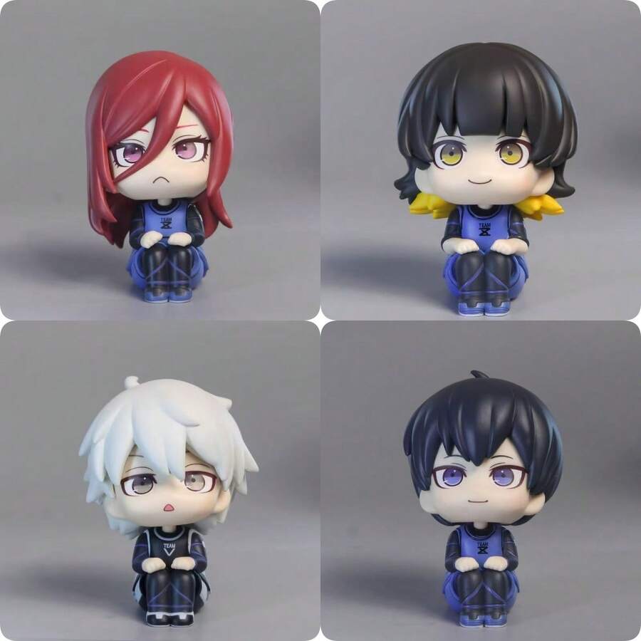 BLUE LOCK Chibi Figure Anime Merchandise, Isagi Yoichi, Bachira Meguru, Nagi Seishiro, Chigiri Hyoma Cartoon Character Figurine Model, Co-Branded Collectible Commemorative Office Desk PC Case Car Ornament, Anime Peripheral Holiday Birthday Gift For Friends - Multicolor - View 1