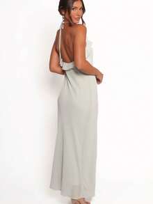 Robe maxi élégante blanche dos-nu avec fente devant pour fêtes, invitées de mariage, soirées et occasions formelles - Bianco - Visualizzare 4