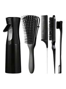 CHIGO 6pcs Hair Comb Set, Includes Wide Tooth Comb, 9-Row Brush, Massage Comb, Detangling Comb, Tail Comb, Edge Comb, Parting Comb And Styling Comb, Suitable For All Hair Types Salon Combs, Detangles Hair (Includes 1/3/6pcs Set) - Multicolor - View 6
