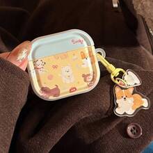 Ins Healing Style Multiple Puppy Print Protective Case, Cute Corgi Pendant Charm Full Coverage Anti-Drop Soft Shell For AirPods 4/Pro 2/Pro 3 Bluetooth Earphones - Yellow - View 9