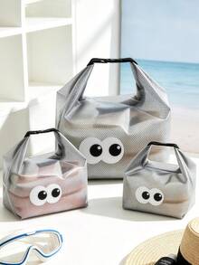 Cute Animal Pattern EVA Waterproof Beach Bag, Jelly Transparent Hollow Tote Bag, Large Capacity Pool Bag With Adjustable Shoulder Strap, Quick-Dry Bath/SPA Bag, Can Store Swimsuit, Towel, Sunscreen, Goggles, Phone, Flip-Flops, Cosmetics And Snacks, Essential For Beach, Pool, SPA, Cruise And Vacation Travel, Unisex - Light Grey - View 3