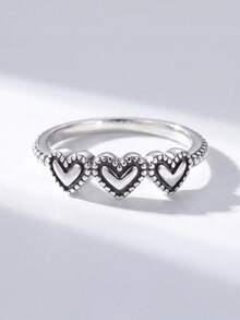 1 buah Cincin Hati Perak Sterling 925 Bergaya, Bertatahkan Berlian, Gaya Wanita, Cocok untuk Pemakaian Sehari-hari dan Aksesori Pesta, Hadiah Perhiasan Berkualitas Tinggi dan Indah - Gaya 7 - View 5