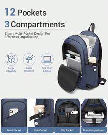 Laptop Backpack 15.6 Inch Large Travel Rucksack USB Charging Port Anti Theft Lock Water Resistant Computer Backpack For Men Women School Office - Royal Blue - View 7