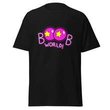Unisex Pure Cotton T-Shirt Funny 'Boob World' T-Shirt Inspired By  - Unisex Sizes - Picture 2 Of 7 - Black - View 5