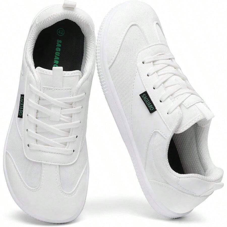 Unisex Wide Toe Box Barefoot Shoes, Zero Drop Minimalist Casual Sneakers Walking And Everyday Wear - 14 Women/12 Men + White - View 1