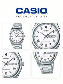 Casio Business Daily Essential: Men's Stainless Steel Quartz Watch, White Dial, 30m Water Resistant Casual Watch, MTP-V006D-7B With Date Function - Silver - View 6
