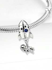 1pc Fashionable Exquisite Rocket Astronaut Pendant Bead, Suitable For Women's Bracelet, Bangle DIY Jewelry Making And Daily Outfit Decoration, Suitable For Girls - Rocket Astronaut - View 3