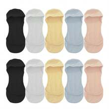 chuanwa(2) 5 Pairs Of Women's Ultra Thin Solid Color Summer Silicone Anti-Slip Invisible Low Cut Breathable Boat Socks Multi - Multicolor - View 16