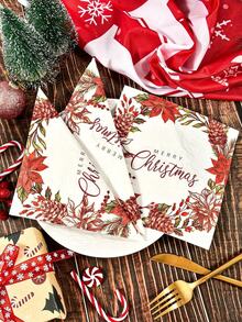 20Pcs Merry Christmas Printed Paper Napkins 2 Ply Disposable Luncheon ...