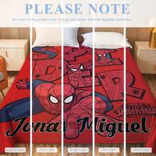asmodee Unique Personalized Name Blanket With Spider-Man Design, Multi-Functional Blanket Suitable For Bed, Sofa, Car, Office, Camping And Travel. Soft, Comfortable, Lightweight And Warm, Suitable For All Seasons. Easy To Care For. - Multicolor - View 10