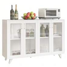 Kitchen Buffet Server Table Accent Sideboard Cupboard Server Buffet Console Table With Doors Cabinet 49inch, Black White - SDBD02WHBG020002 - View 9
