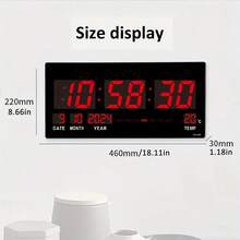 Large Digital Electronic Plug-In Wall Clock With Temperature, Time And Date Display, Electronic Clock With Power Failure Memory Function, Suitable For Living Room, Bedroom And Study Room Decoration Alarm Clock - 1PC - View 2