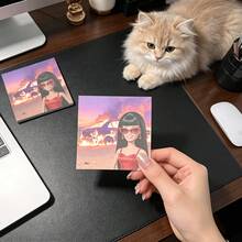 1/4 PCS Buku Catatan Persegi Kreatif, Boneka Wajah Tersenyum Lucu Berambut Hitam dengan Pola Mobil Terbakar, Alat Tulis Meme Emosional, Dekorasi Meja yang Humor, Hadiah Menarik untuk Musim Ujian, Siswa dan Kolega, Label Kode Warna - Satu-Ukuran - View 2