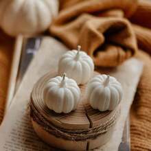 3 Stücke/Set Große, mittlere, kleine Kürbis-förmige Silikon-Kerzenformen - DIY handgemachte Gieß-Kürbis-Duftkerzenformen, Halloween-Party-Dekoration, Heimdekoration, Kunstgeschenk Gips-Ornament Harz-Formen - Weiß - Übersicht 4