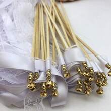 10/30/50/60Pcs White Lace Ribbon Fairy Wands With Gold Silver Bells, Twirling Streamer Sticks, Wedding Christmas Party Cheering Props & Guest Favors Exquisite Disposable Ribbon Wristbands For Event And Conference Admission Wedding Decor - White - View 14